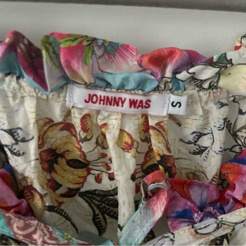 Johnny Was Daria 100% Silk Boho Cold Shoulder Boho Bell Sleeve Blouse Top S - Picture 7 of 13